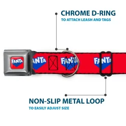 FANTA Logo Full Color Strawberry Red/Blue/White Seatbelt Buckle Collar - FANTA Logo Strawberry Red/Blue/White