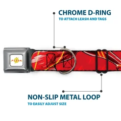 Flash 2023 Title Logo Full Color White/Yellow/Red Seatbelt Buckle Collar - The Flash 2023 2-Poses Close-Up Reds