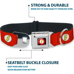 Flash Logo Black Seatbelt Buckle Collar - Flash Logo Red/White/Yellow