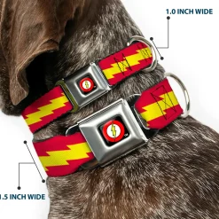 Flash Logo Black Seatbelt Buckle Collar - The Flash Bolt Stripe Red/Yellow
