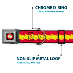 Flash Logo Black Seatbelt Buckle Collar - The Flash Bolt Stripe Red/Yellow