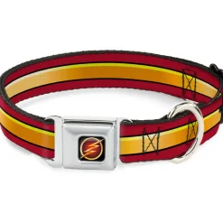 Flash Logo3 Black/Gold/Red Seatbelt Buckle Collar - The Flash Stripe Burgundy/Gold