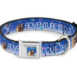 Flying House w/Balloons Full Color Seatbelt Buckle Collar - ADVENTURE IS OUT THERE/Carl on Porch/Flying House/Balloons Blues/White/Multi Color