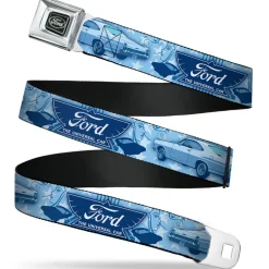 Ford Emblem Seatbelt Belt - Vintage Ford Logo/1967 Galaxie 500/Stars Blues Webbing
