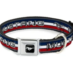 Ford Mustang Emblem Seatbelt Buckle Collar - Mustang/Text w/Tri-Bar Stripe