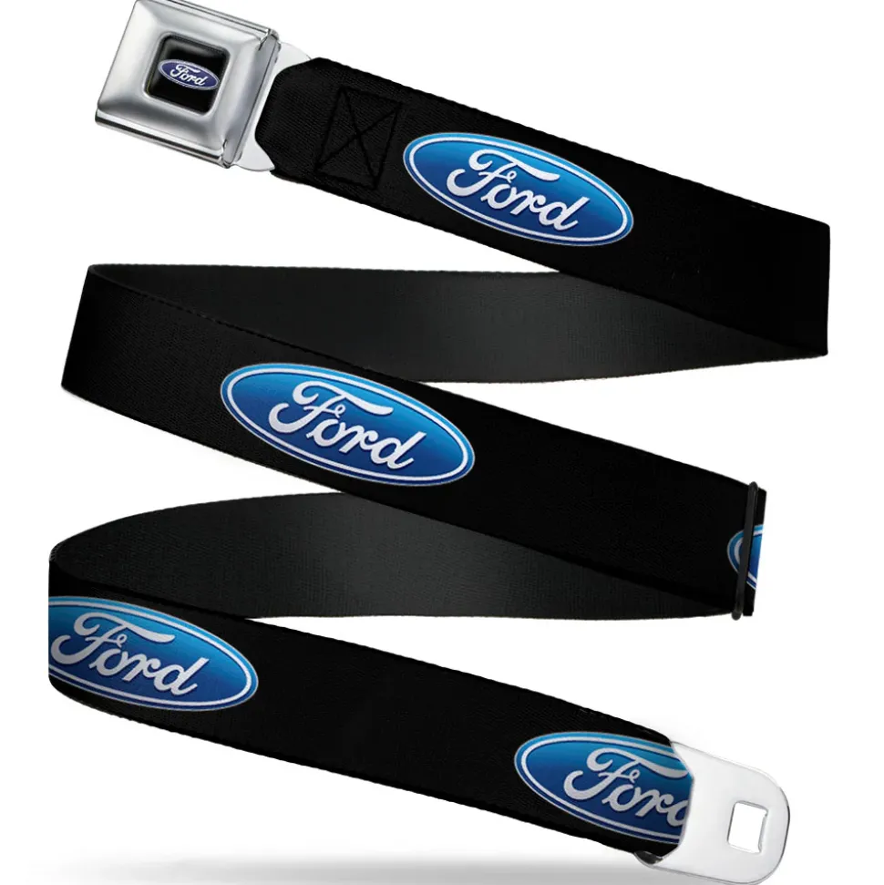 Ford Oval Full Color Black Blue Seatbelt Belt - Ford Oval Logo REPEAT Webbing