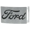 Ford Script Rock Star Buckle - Brushed Silver Black