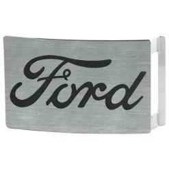 Ford Script Rock Star Buckle - Brushed Silver Black