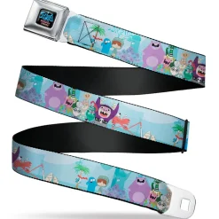FOSTER'S HOME FOR IMAGINARY FRIENDS Title Logo Black/Multi Color Seatbelt Belt - Foster's Home for Imaginary Friends Group Pose Blues Webbing