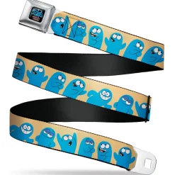 FOSTER'S HOME FOR IMAGINARY FRIENDS Title Logo Black/Multi Color Seatbelt Belt - Foster's Home for Imaginary Friends Bloo Expressions Beige Webbing
