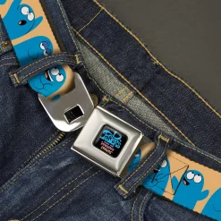 FOSTER'S HOME FOR IMAGINARY FRIENDS Title Logo Black/Multi Color Seatbelt Belt - Foster's Home for Imaginary Friends Bloo Expressions Beige Webbing