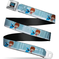 FOSTER'S HOME FOR IMAGINARY FRIENDS Title Logo Black/Multi Color Seatbelt Belt - Foster's Home for Imaginary Friends Mac and Bloo Pose Blues Webbing