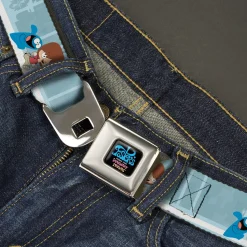 FOSTER'S HOME FOR IMAGINARY FRIENDS Title Logo Black/Multi Color Seatbelt Belt - Foster's Home for Imaginary Friends Mac and Bloo Pose Blues Webbing