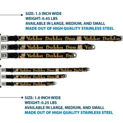 Fred Face Full Color Black Seatbelt Buckle Collar - Fred Face/Pose YABBA DABBA DOO Black/Gray/Orange