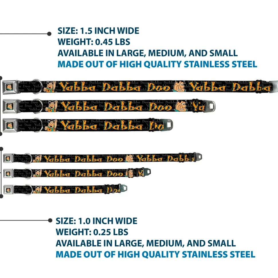 Fred Face Full Color Black Seatbelt Buckle Collar - Fred Face/Pose YABBA DABBA DOO Black/Gray/Orange