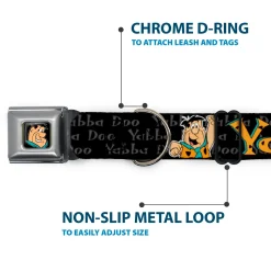Fred Face Full Color Black Seatbelt Buckle Collar - Fred Face/Pose YABBA DABBA DOO Black/Gray/Orange