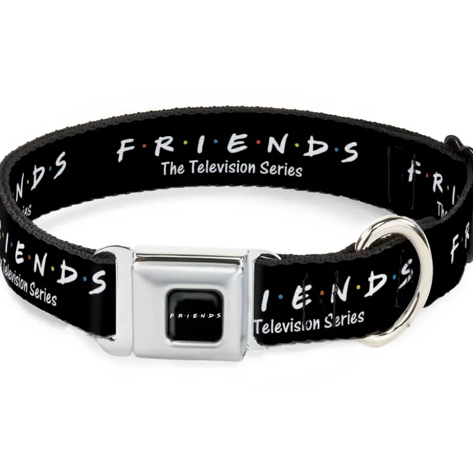 FRIENDS Logo Full Color Black/White/Multi Color Seatbelt Buckle Collar - FRIENDS-THE TELEVISION SERIES Logo Black/White/Multi Color