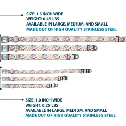 FROSTY THE SNOWMAN Logo Full Color White/Blues Seatbelt Buckle Collar - Frosty the Snowman Pose Scattered White