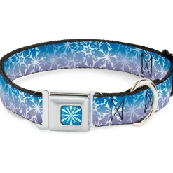 Frozen II Snowflake Full Color Blue/White Seatbelt Buckle Collar - Frozen II Snowflakes Blues/Purples/White