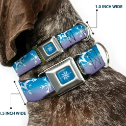 Frozen II Snowflake Full Color Blue/White Seatbelt Buckle Collar - Frozen II Snowflakes Blues/Purples/White