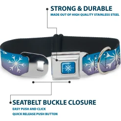 Frozen II Snowflake Full Color Blue/White Seatbelt Buckle Collar - Frozen II Snowflakes Blues/Purples/White