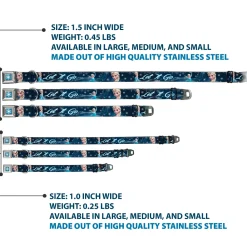 Frozen Snowflake Full Color Blue White Seatbelt Buckle Collar - Elsa the Snow Queen Poses/Snowflakes LET IT GO Blues/White