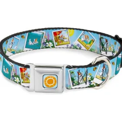 Frozen Sun Full Color Blue/Yellows Seatbelt Buckle Collar - Olaf Summertime Snapshots