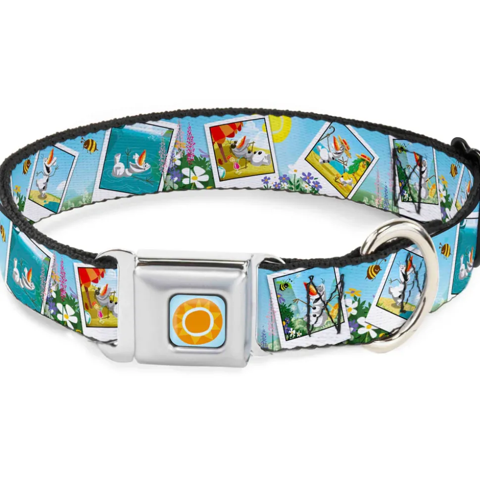 Frozen Sun Full Color Blue/Yellows Seatbelt Buckle Collar - Olaf Summertime Snapshots