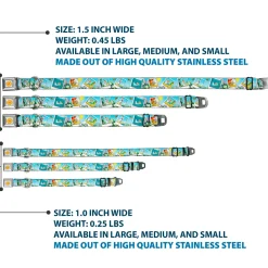 Frozen Sun Full Color Blue/Yellows Seatbelt Buckle Collar - Olaf Summertime Snapshots