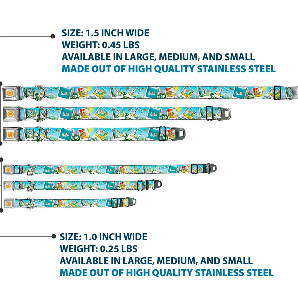 Frozen Sun Full Color Blue/Yellows Seatbelt Buckle Collar - Olaf Summertime Snapshots