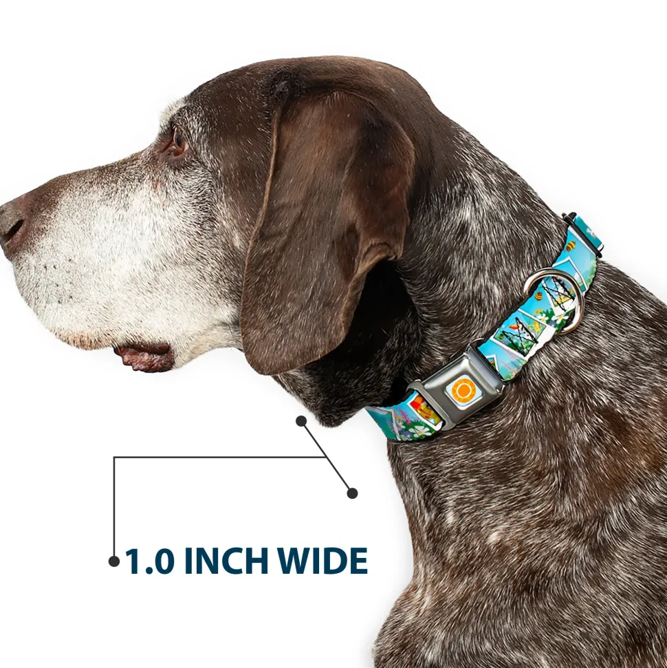 Frozen Sun Full Color Blue/Yellows Seatbelt Buckle Collar - Olaf Summertime Snapshots