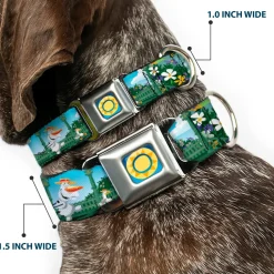 Frozen Sun2 Royal Full Color Blue/Yellows Seatbelt Buckle Collar - Olaf Garden Scenes