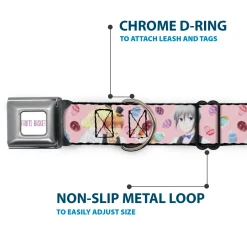 FRUITS BASKET Title Logo Full Color White/Purple Seatbelt Buckle Collar - Fruits Basket Kyo and Yuki Easter Themed Animage Poster Pose Pink