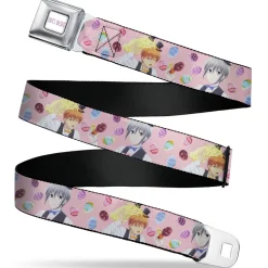 FRUITS BASKET Title Logo Full Color White/Purple Seatbelt Belt - Fruits Basket Kyo and Yuki Easter Themed Animage Poster Pose Pink Webbing
