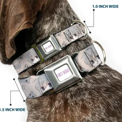 FRUITS BASKET Title Logo Full Color White/Purple Seatbelt Buckle Collar - Fruits Basket Chibi Yuki Soma and Rat Scattered Beige/Gray