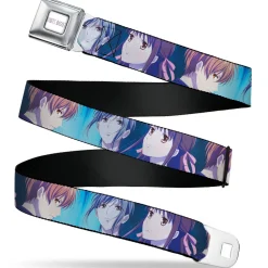 FRUITS BASKET Title Logo Full Color White/Purple Seatbelt Belt - Fruits Basket Yuki Tohru Kyo Final Season Group Pose Blues Webbing