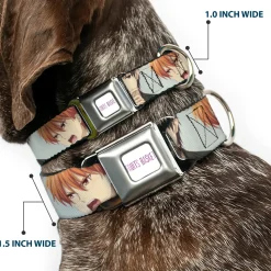 FRUITS BASKET Title Logo Full Color White/Purple Seatbelt Buckle Collar - Fruits Basket Kyo Yuki Shigure Group Faces Mint Green