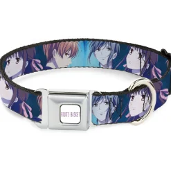 FRUITS BASKET Title Logo Full Color White/Purple Seatbelt Buckle Collar - Fruits Basket Yuki Tohru Kyo Final Season Group Pose Blues