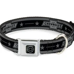 GENUINE CHEVROLET Bowtie Full Color Black/Silver Seatbelt Buckle Collar - Vintage CHEVROLET 1934 Bowtie Logo/Stars Stripe Black/Grays