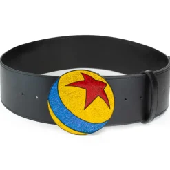 Glitter Pixar Luxo Ball Enamel Cast Buckle - Black PU Strap Belt