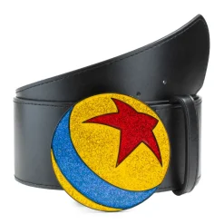 Glitter Pixar Luxo Ball Enamel Cast Buckle - Black PU Strap Belt