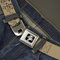 Grateful Dead Bear Seatbelt Belt - Dancing Bears Tan/Black Webbing