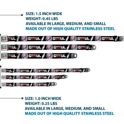 Grateful Dead Steal Your Face Stars and Stripes Logo Full Color Black/White/Red/Blue Seatbelt Buckle Collar - GRATEFUL DEAD Text with Steal Your Face Stars and Stripes Logo Black/White/Red/Blue