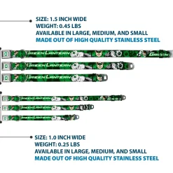 Green Lantern Logo CLOSE-UP White Green Seatbelt Buckle Collar - Green Lantern Green Glow w/Text