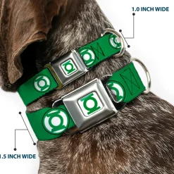 Green Lantern Logo CLOSE-UP Full Color White/Green Seatbelt Buckle Collar - Green Lantern Logo2 Green/Black/Green/White