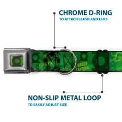 Green Lantern Logo Weathered Full Color Greens Seatbelt Buckle Collar - GREEN LANTERN/Logo Collage Weathered Greens