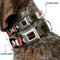 GREMLINS Text Logo Full Color Black/Red Seatbelt Buckle Collar - Gremlins GIZMO Poses/Rules Blocks Red/Greens/Grays/White