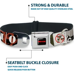 GREMLINS Text Logo Full Color Black/Red Seatbelt Buckle Collar - Gremlins GIZMO Poses/Rules Blocks Red/Greens/Grays/White
