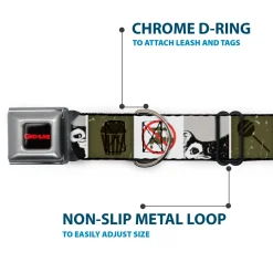 GREMLINS Text Logo Full Color Black/Red Seatbelt Buckle Collar - Gremlins GIZMO Poses/Rules Blocks Red/Greens/Grays/White