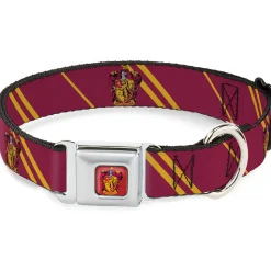 Gryffindor Crest Full Color Seatbelt Buckle Collar - GRYFFINDOR Crest/Stripe Burgundy/Gold